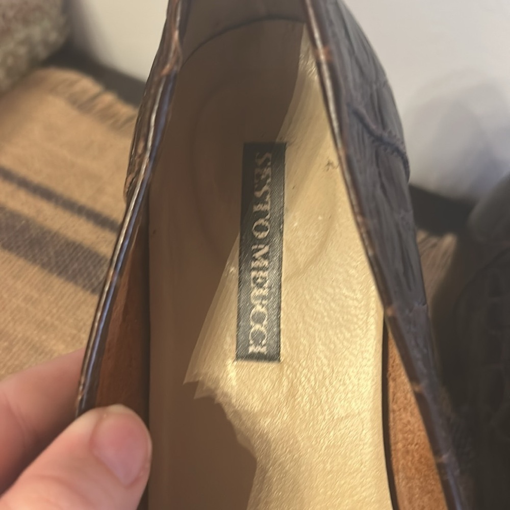 [SESTO MEUCCI] Brown Crocodile Pattern Loafers with Tassels - Size 9.5 - Picture 3 of 6